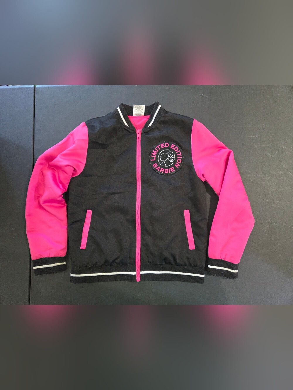 Limited Edition Barbie Black & Hot Pink Bomber Jacket